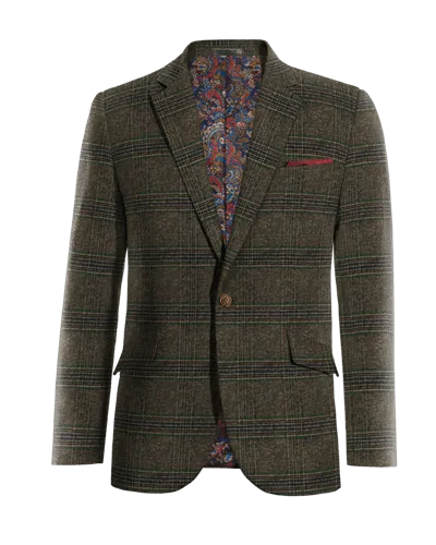  Blazer marrón de tweed a cuadros edición limitada de 1 botón