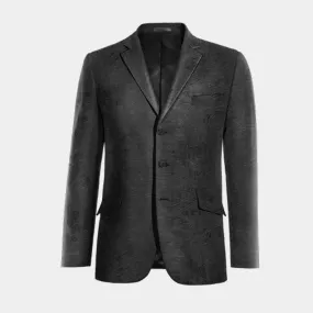  Blazer negro Ónix de terciopelo paisley de entretiempo de 3 botones