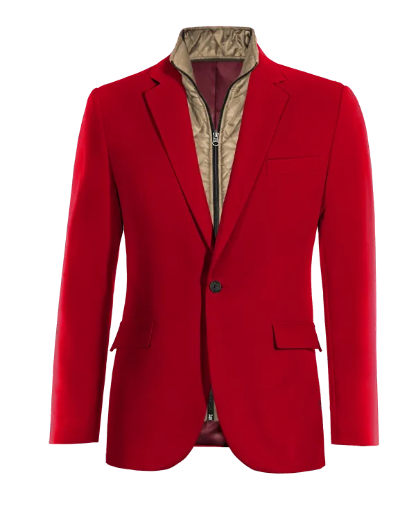  Blazer rojo intenso esencial de 1 botón con pieza gilet