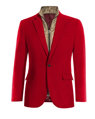  Blazer rojo intenso esencial de 1 botón con pieza gilet