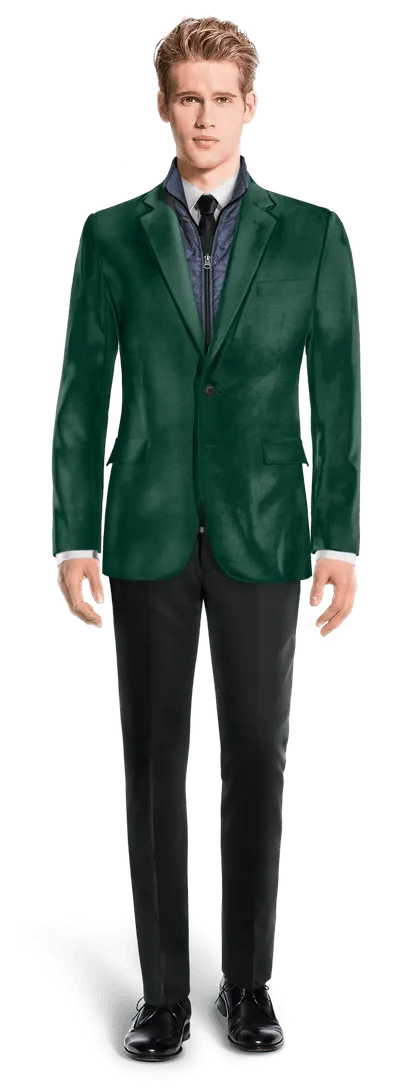  Blazer verde azulado de terciopelo edición limitada con pieza gilet