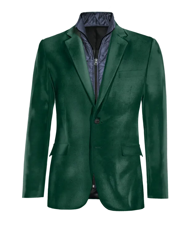  Blazer verde azulado de terciopelo edición limitada con pieza gilet