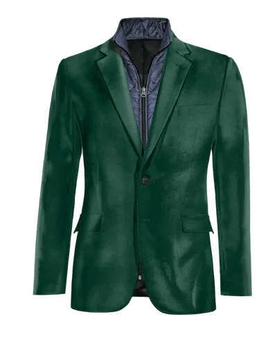  Blazer verde azulado de terciopelo edición limitada con pieza gilet