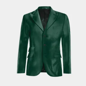  Blazer verde azulado de terciopelo solapa en pico edición limitada de 3 botones