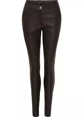 BTF CPH Stretch Pants with pockets 100028 Skindbukser - Coffee Brown with Silver