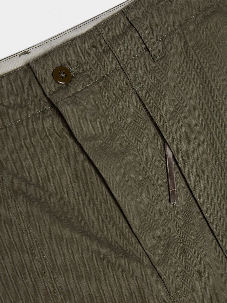 Cotton Herringbone Twill Fatigue Pant, Olive