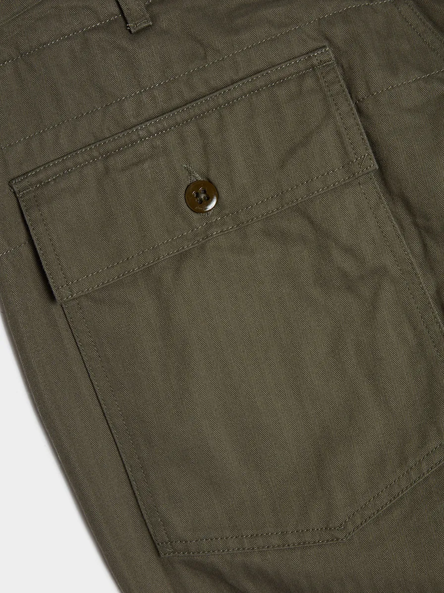 Cotton Herringbone Twill Fatigue Pant, Olive