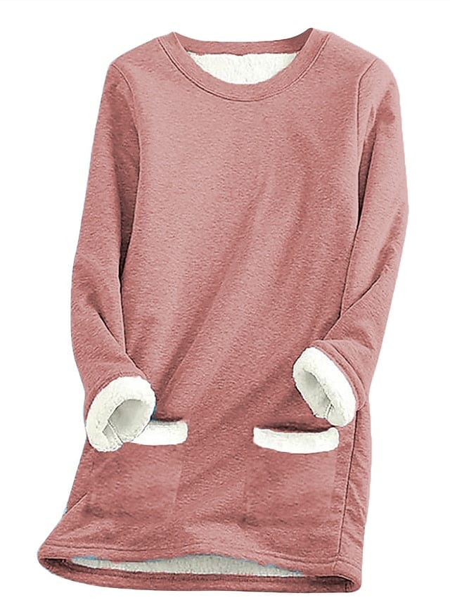 Cozy Sherpa Fleece Lined Women's Sweatshirt with Pockets