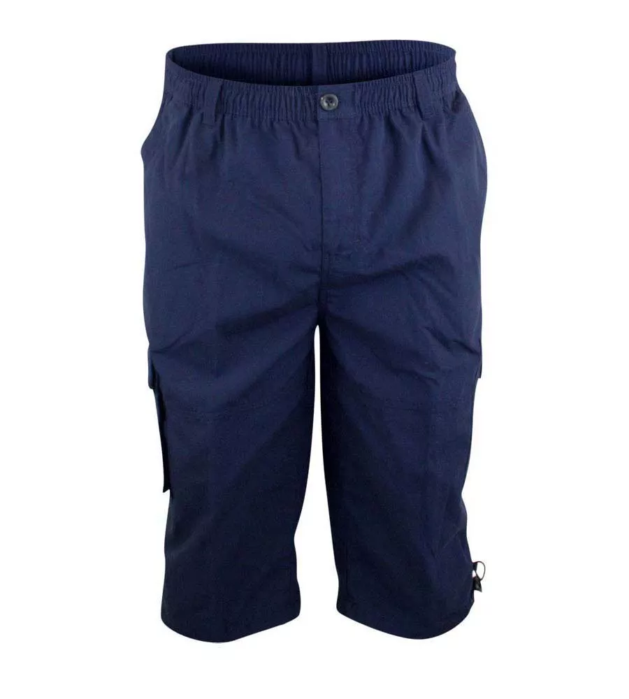 D555 Big Mens Navy Cargo Capri Pant With Leg Pockets (MASON NAVY)