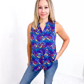 Dear Scarlett Lizzy Tank Top in Royal and Red Abstract