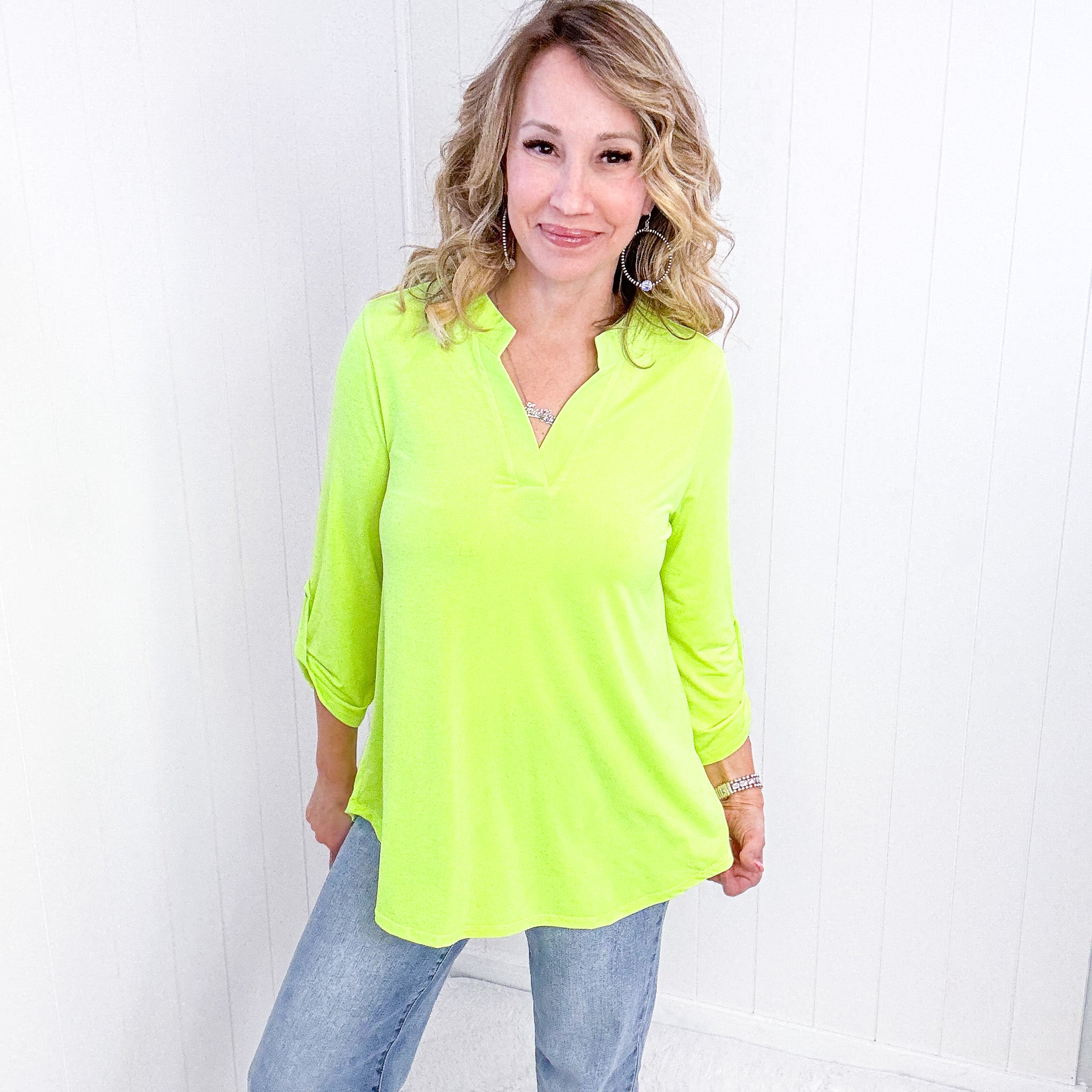 Dear Scarlett Lizzy Top in Neon Green