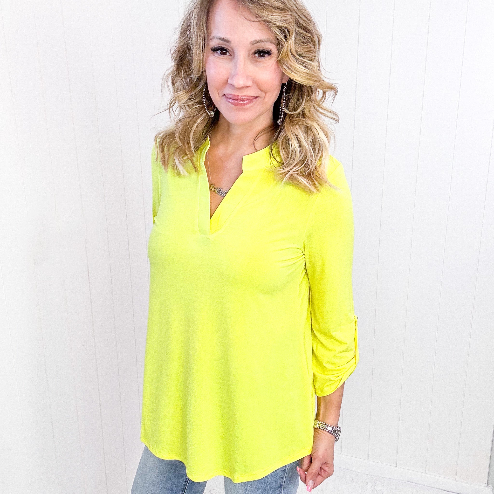 Dear Scarlett Lizzy Top in Neon Yellow