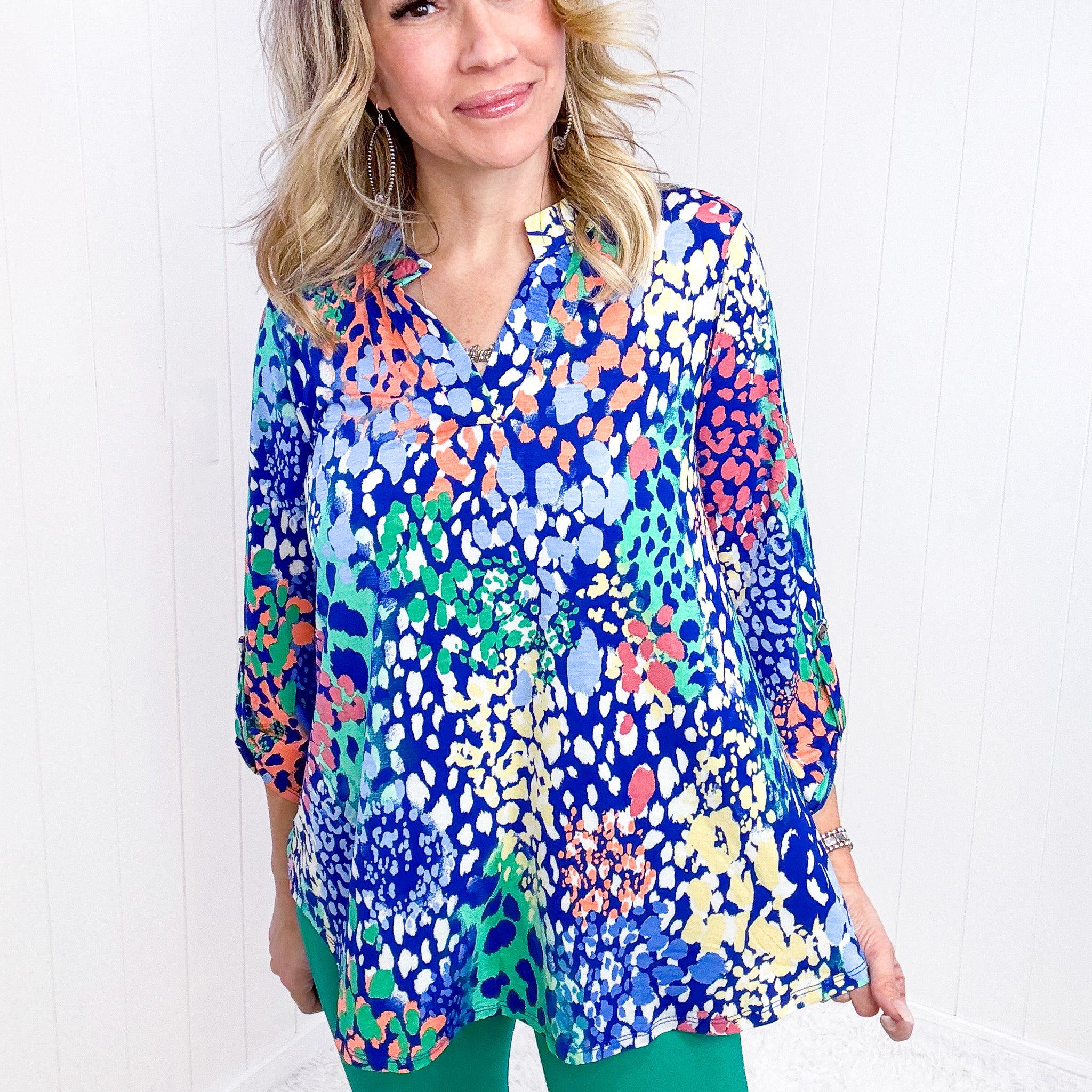 Dear Scarlett Royal Abstract Lizzy Top