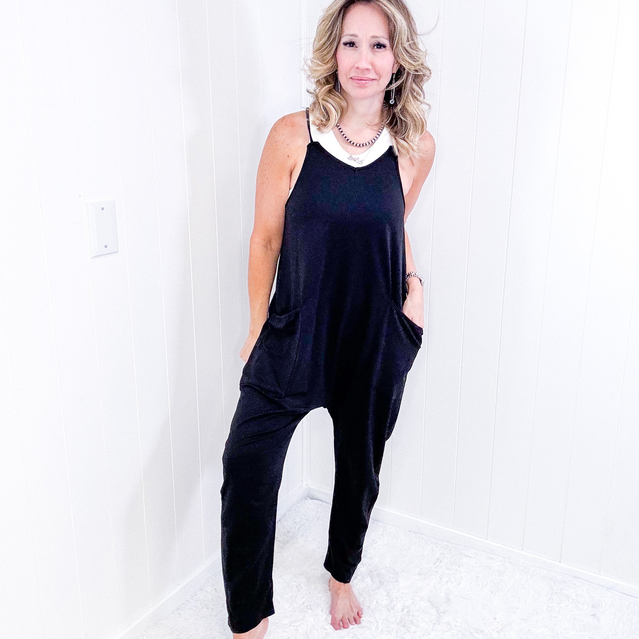 Double Take V-Neck Sleeveless Jumpsuit with Pockets