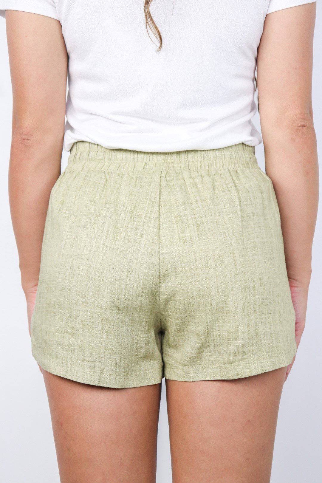 Drawstring Shorts with Pockets - Olive Khaki