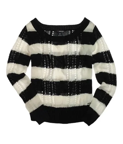 Ecko Unltd. Womens Open Neck Stripe Cable Knit Sweater