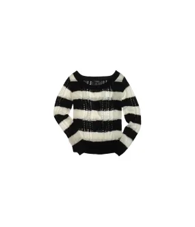 Ecko Unltd. Womens Open Neck Stripe Cable Knit Sweater