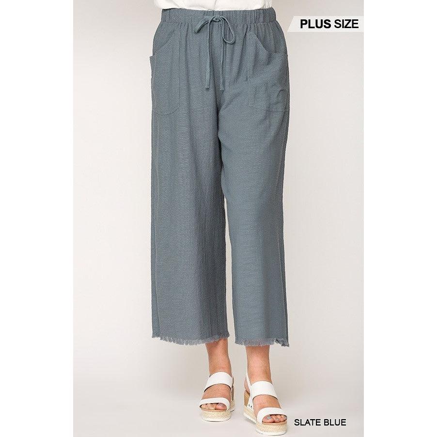 Frayed Wide Leg Pants With Pockets