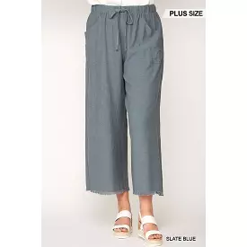 Frayed Wide Leg Pants With Pockets