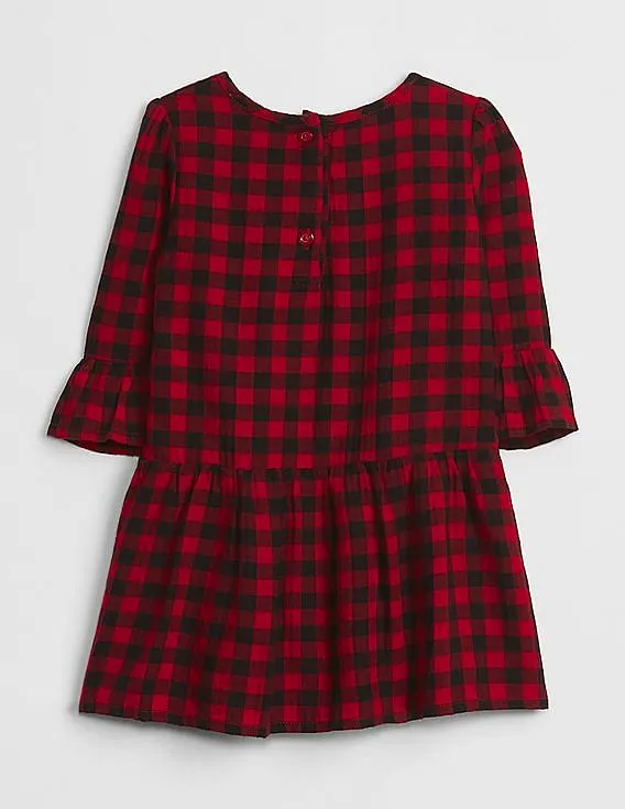 GAP Baby Red Embroidered Plaid Dress