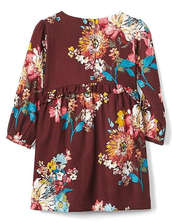 GAP Baby Red Floral Ruffle Waist Dress