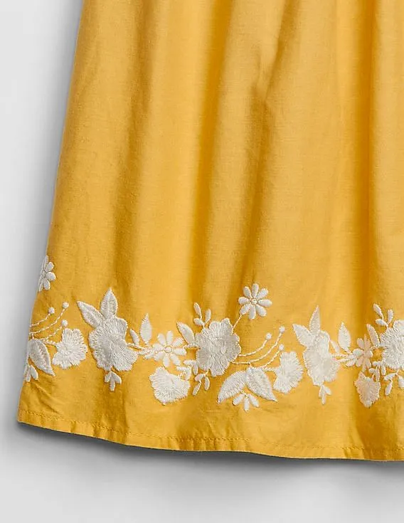 GAP Baby Yellow Embroidered Puff Sleeve Dress