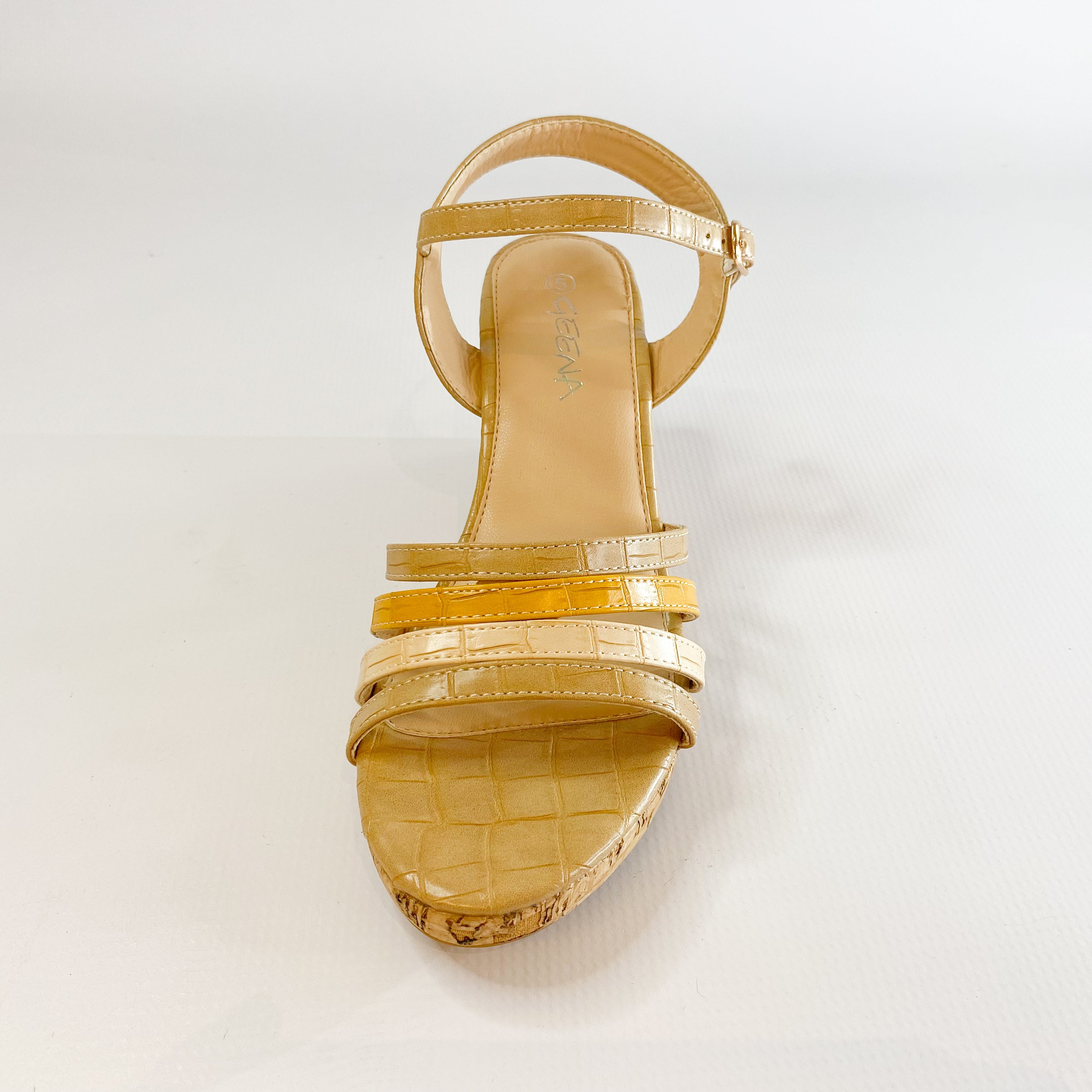 Geena multicoloured cork wedge