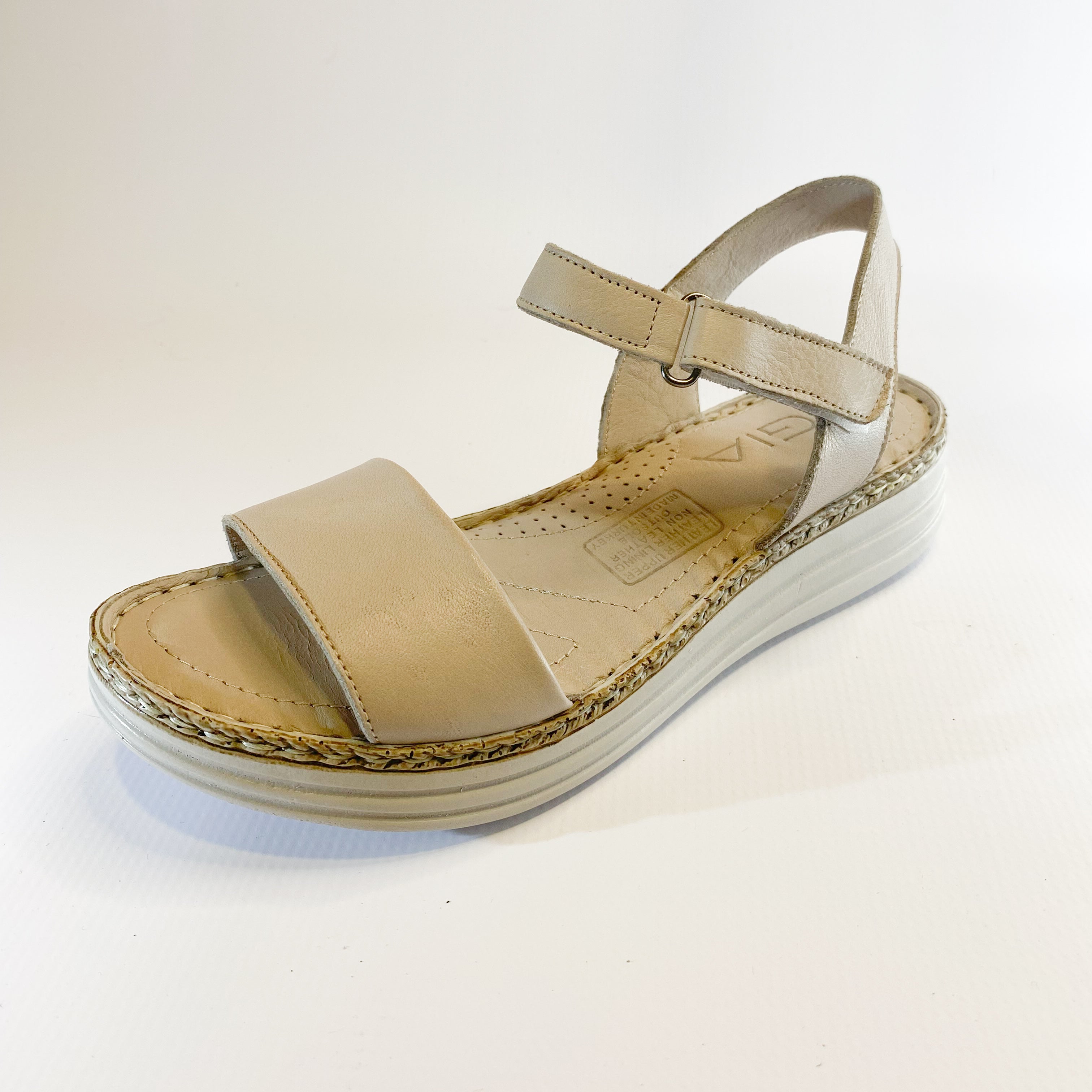 Gia grey leather flatform sandal