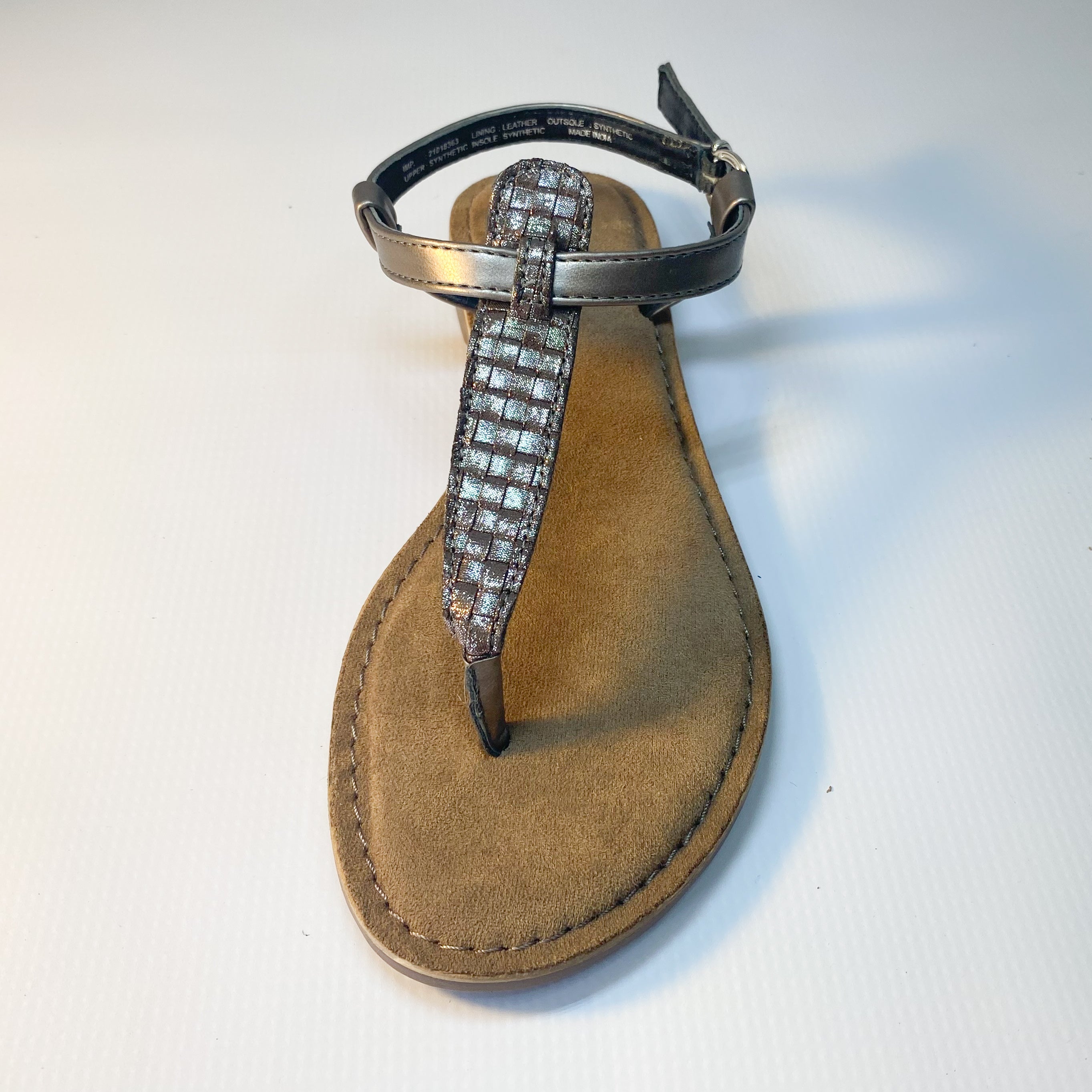 Gia leather pewter weave sandal