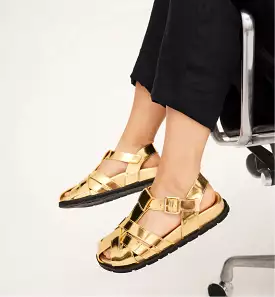 Ginny Strappy Sandal | Gold Patent Leather