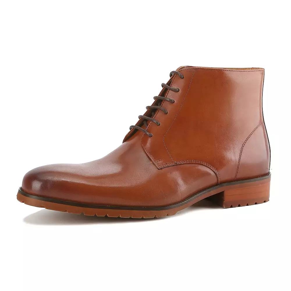 Gino Vitale Men's Handcrafted Genuine Leather Lace-Up Dress Boot