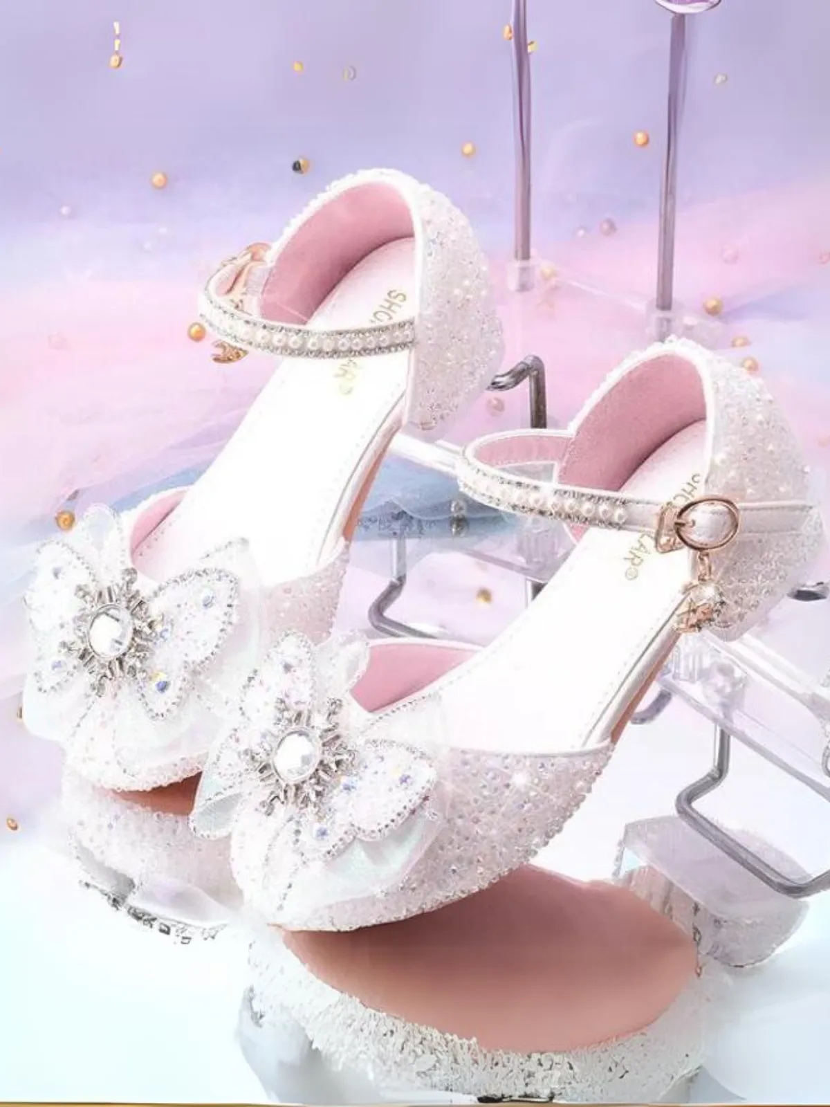 Glam and Magic Crystal Ankle Strap Shoes By Liv and Mia