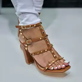 goodgirl studded sandal - tan