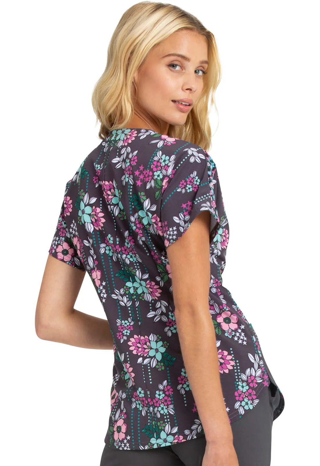 HeartSoul Prints Round Neck Top in Midnight Garden Party