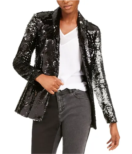 I-N-C Womens Sequin One Button Blazer Jacket