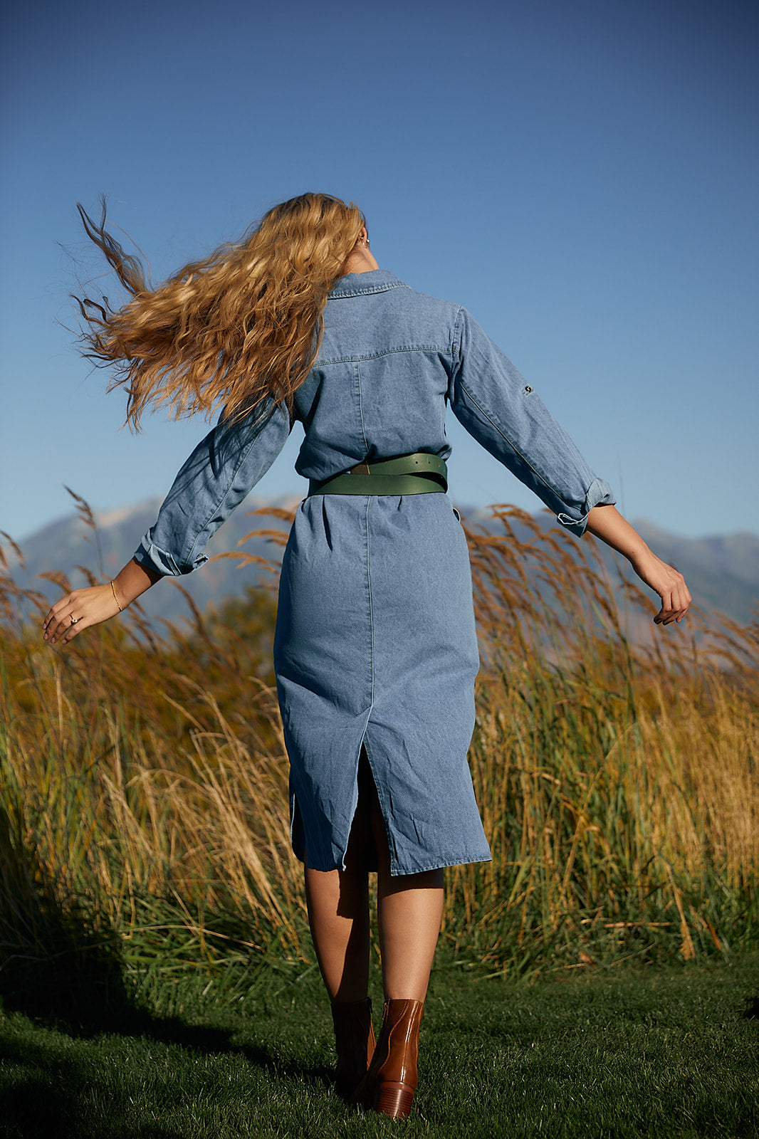 In the Denim Button Up Dress