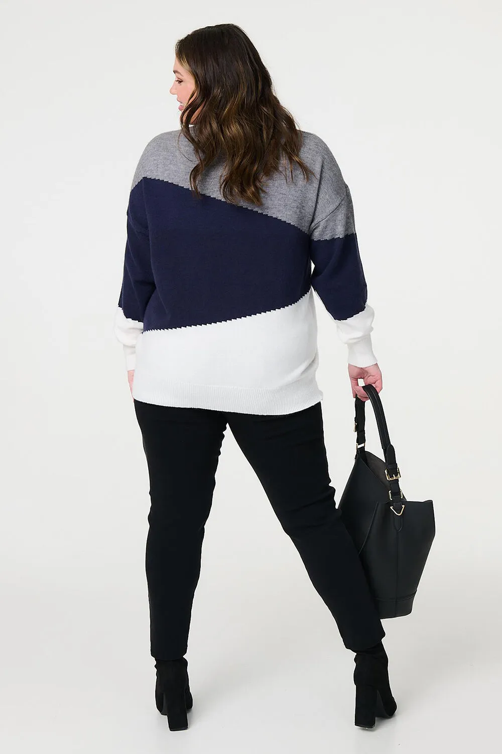 Izabel London - Colour Block Relaxed Knit Sweater