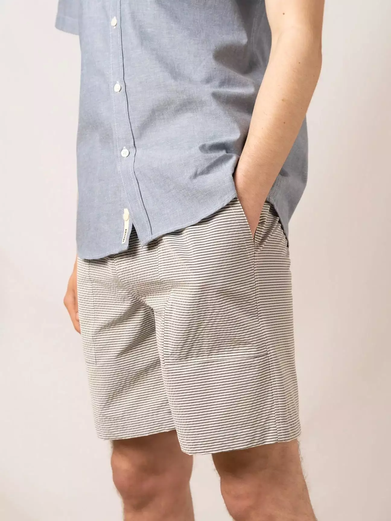 KESTIN Pease Short in Midnight / Ecru Stripe