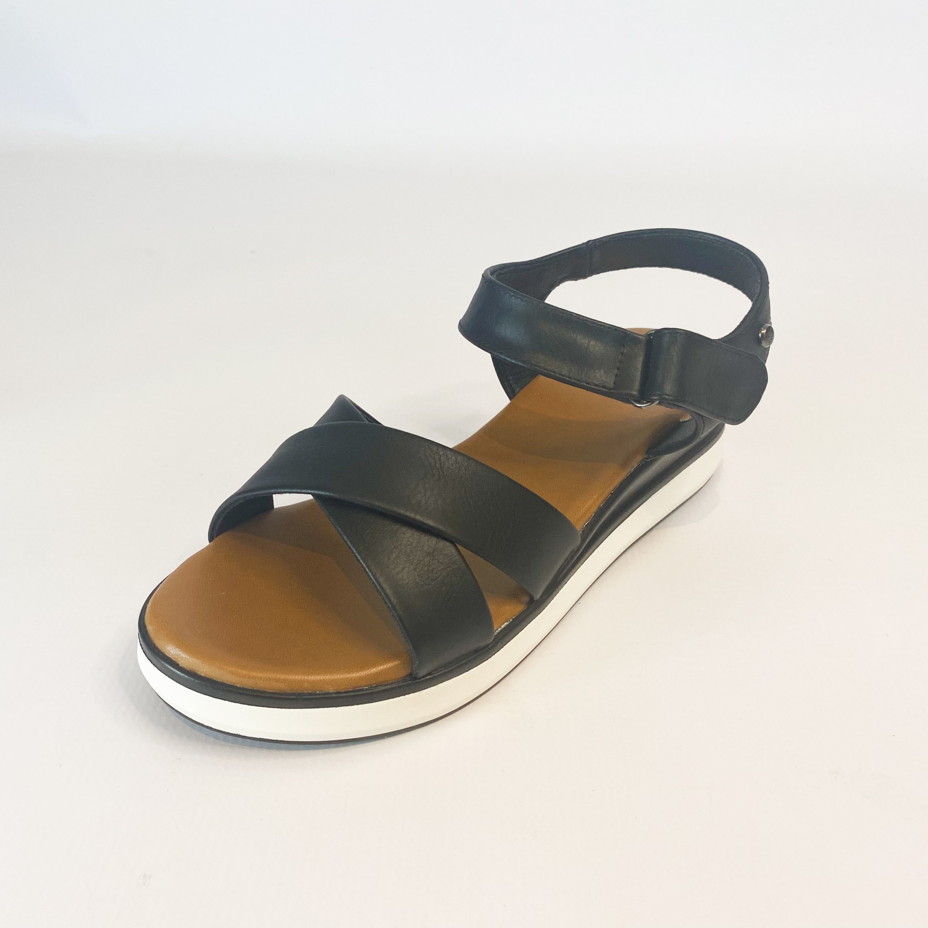 KG black crossover wedge sandal