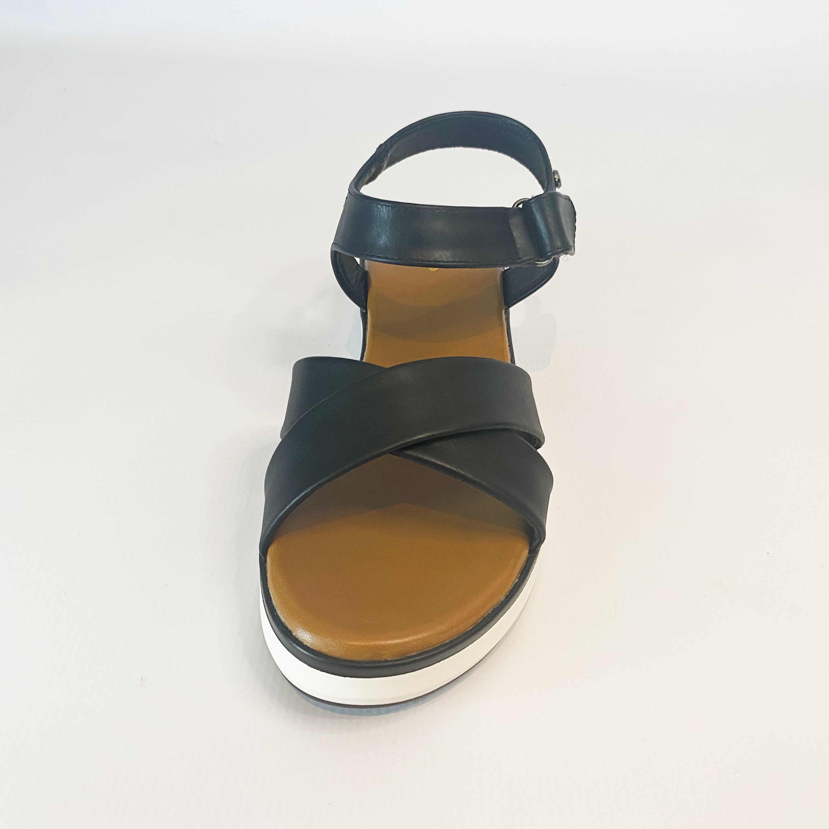 KG black crossover wedge sandal