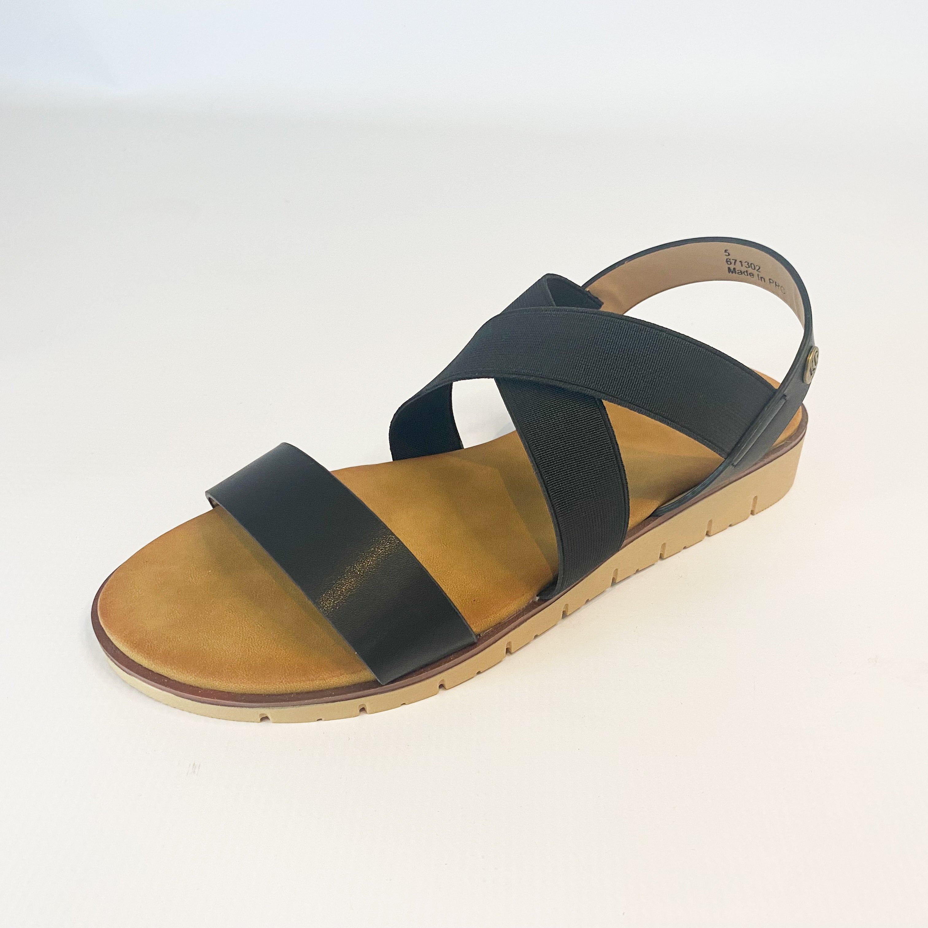 KG black elasticated sandal