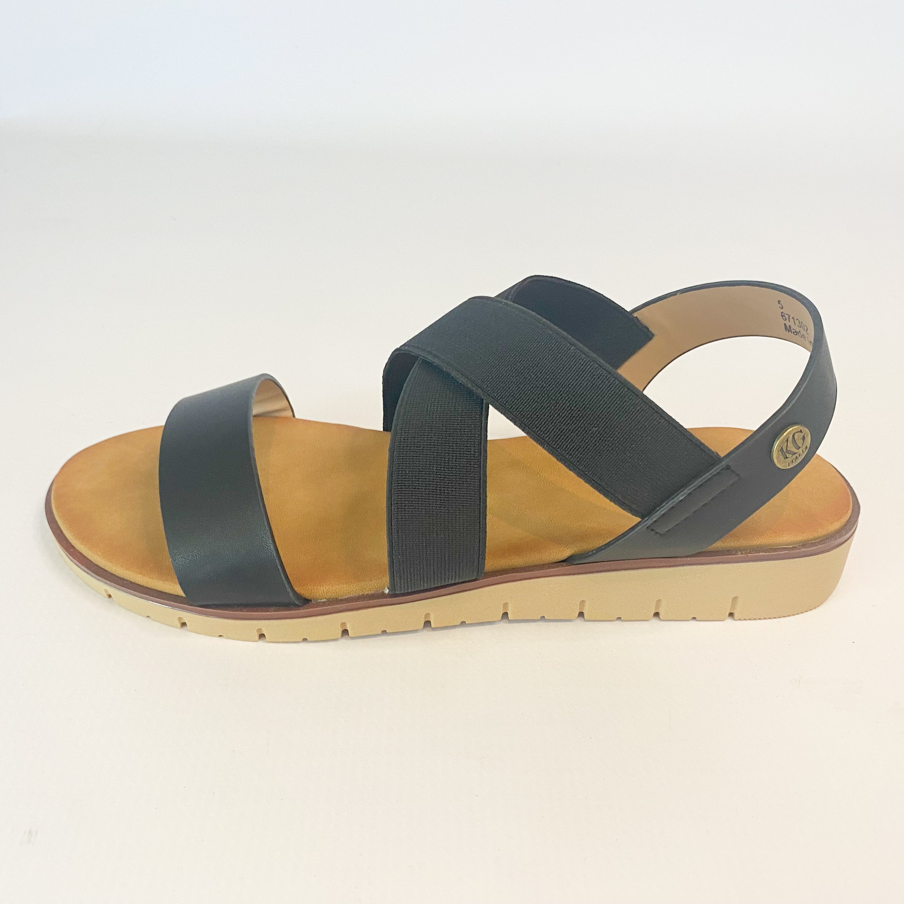 KG black elasticated sandal