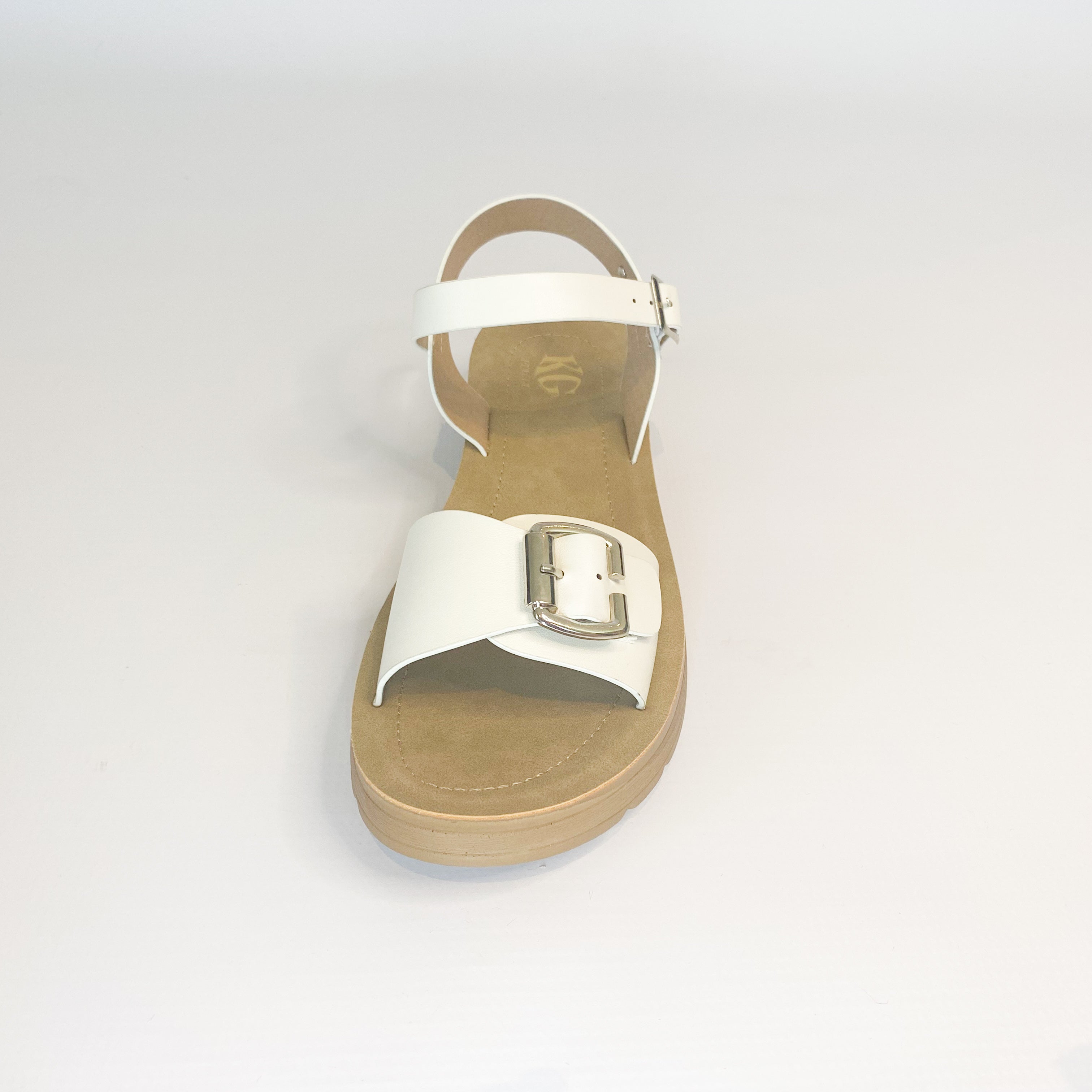 KG white buckle strap sandal