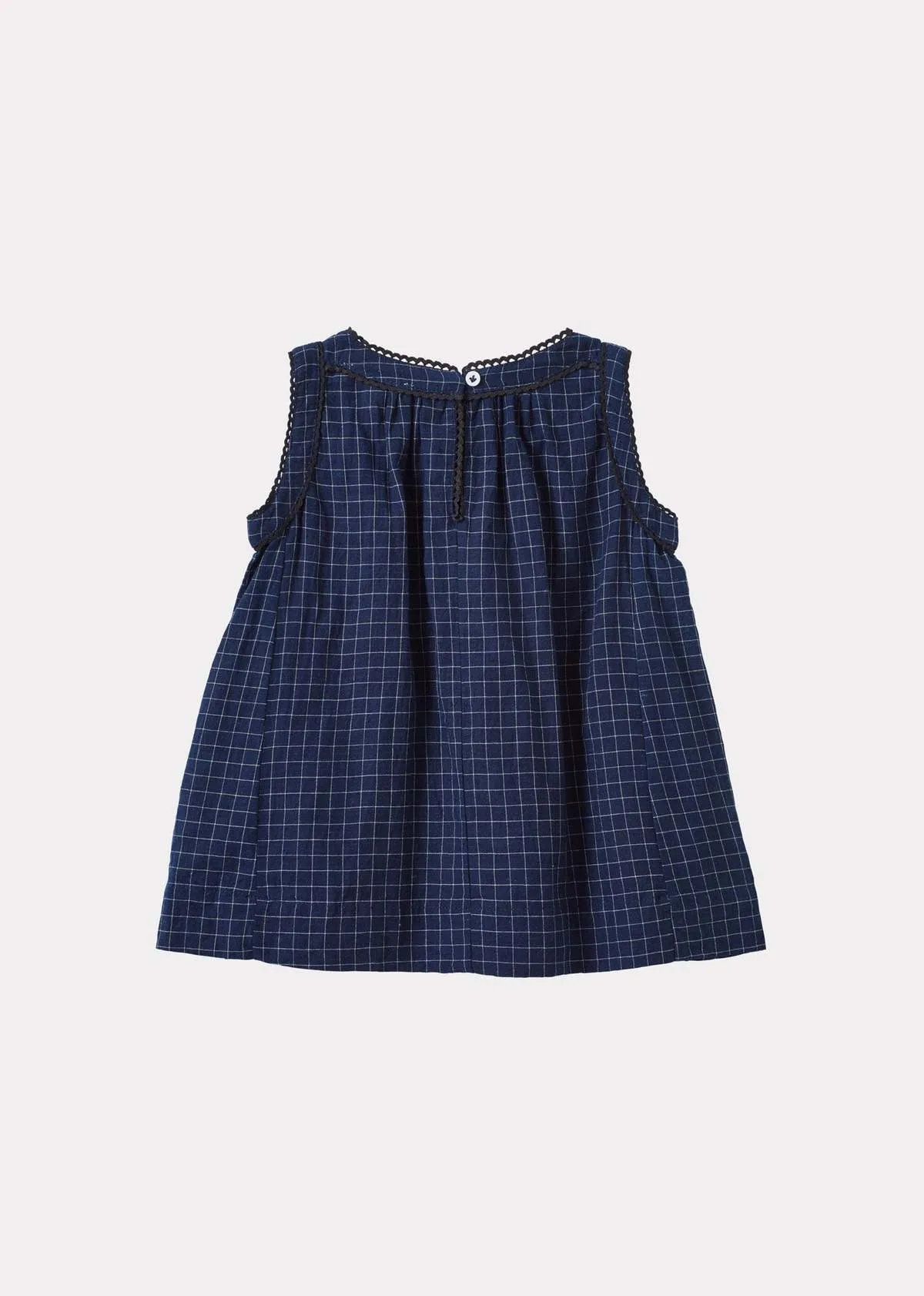 Kids Caramel GINGER BABY YARN DYED CHECK DRESS - NAVY