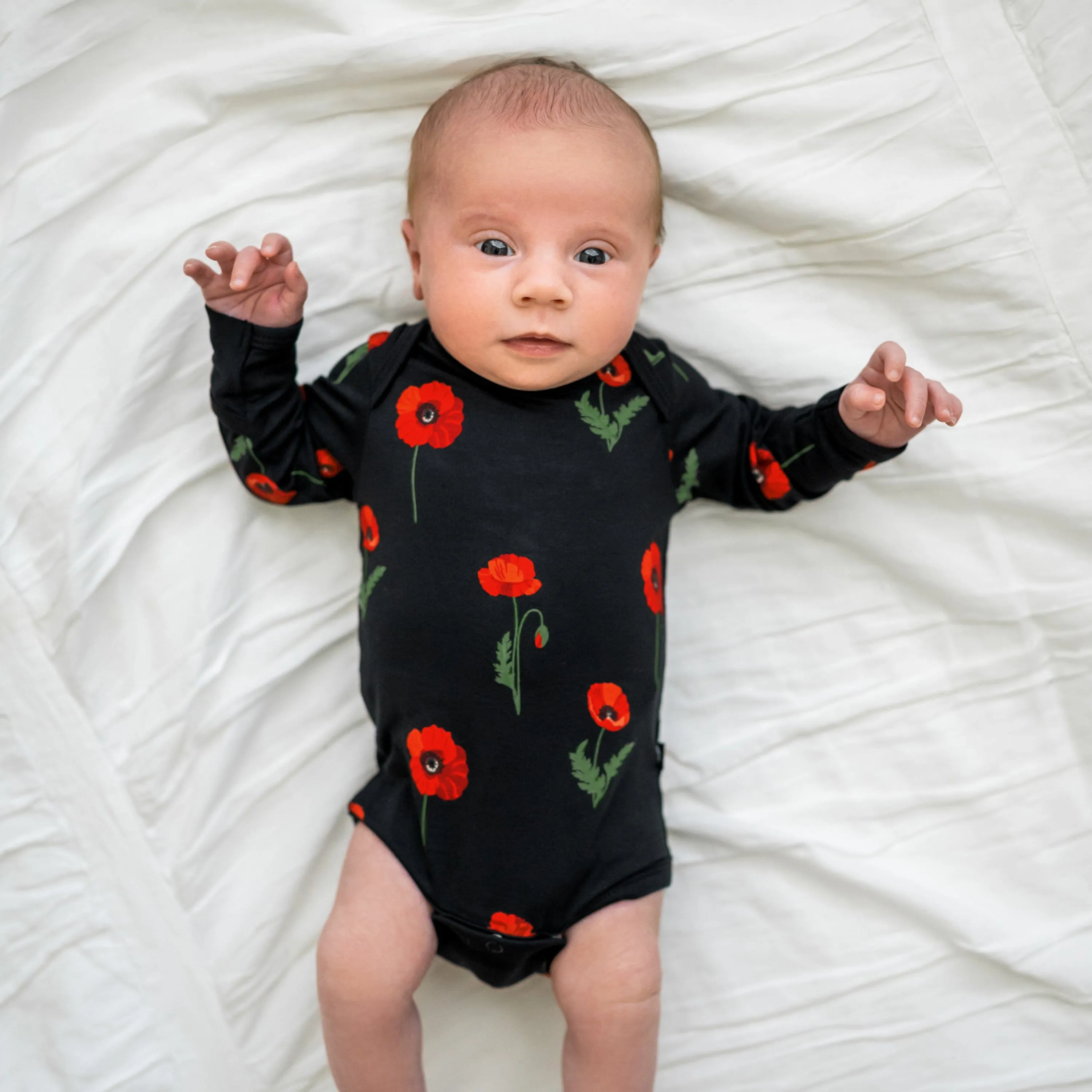 Long Sleeve Bodysuit in Midnight Poppies