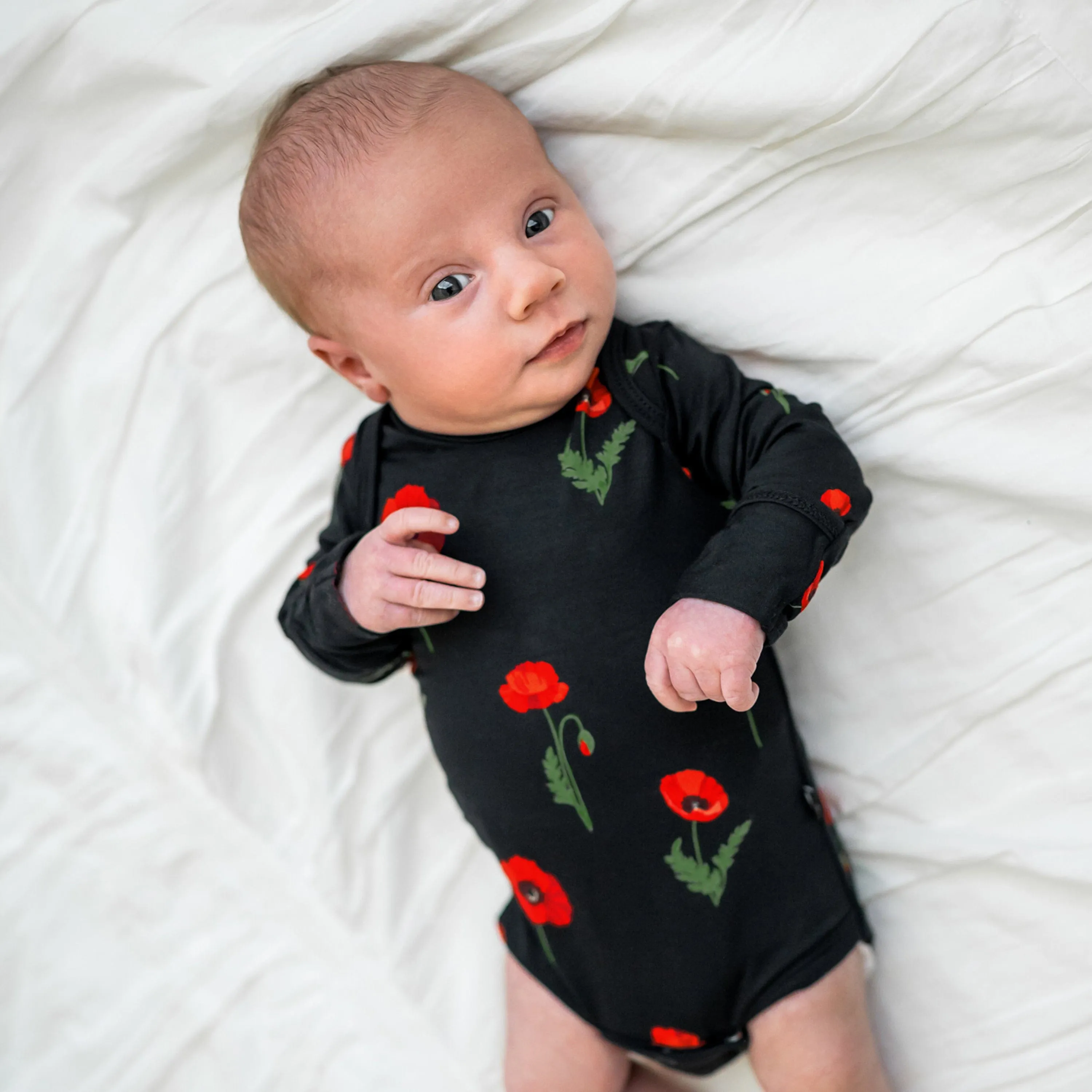 Long Sleeve Bodysuit in Midnight Poppies