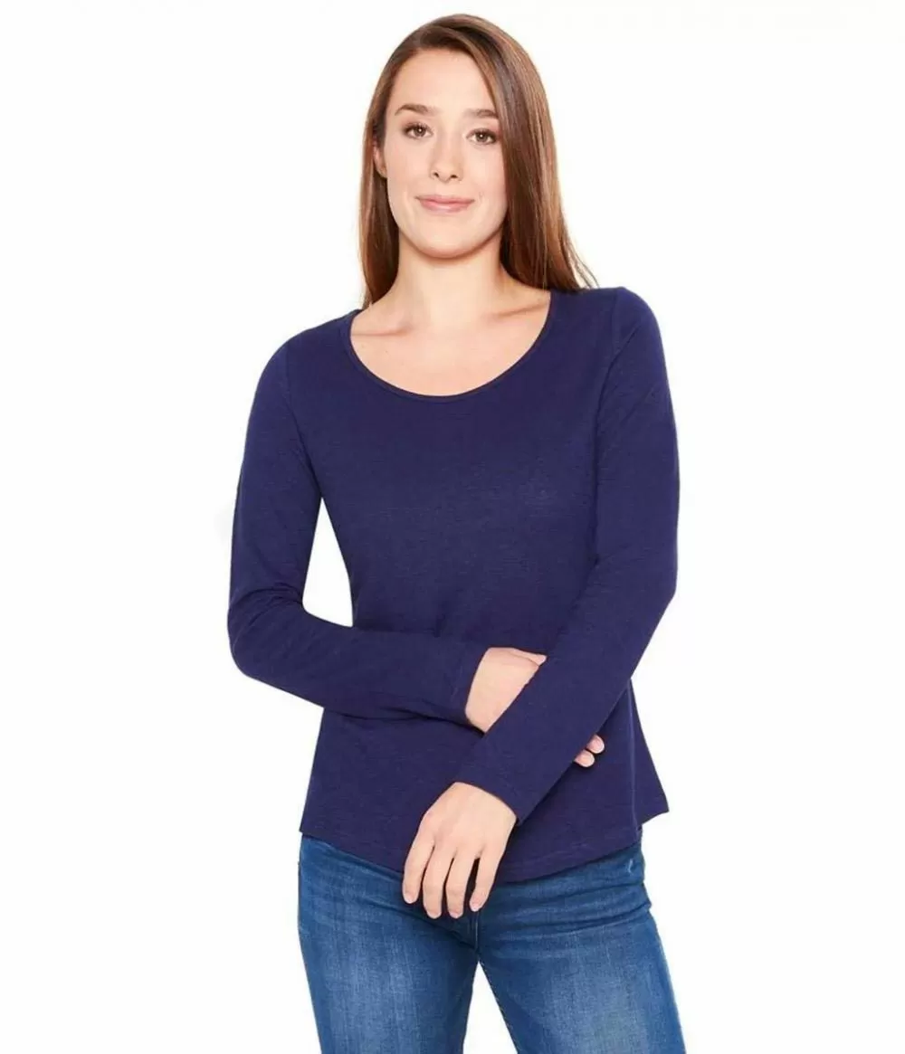 Long Sleeve Scoop Neck Hemp and Organic Cotton Top