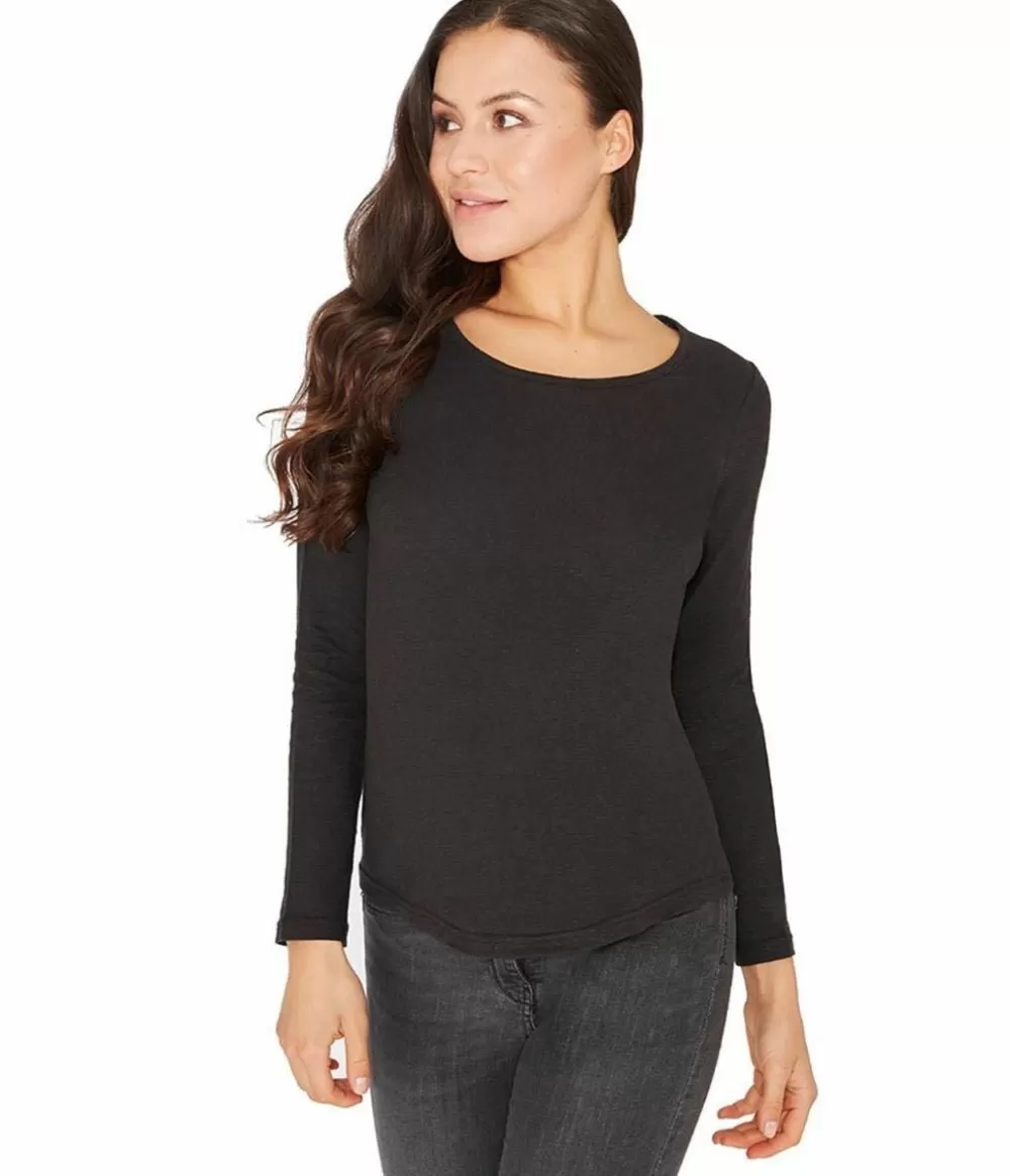 Long Sleeve Scoop Neck Hemp and Organic Cotton Top