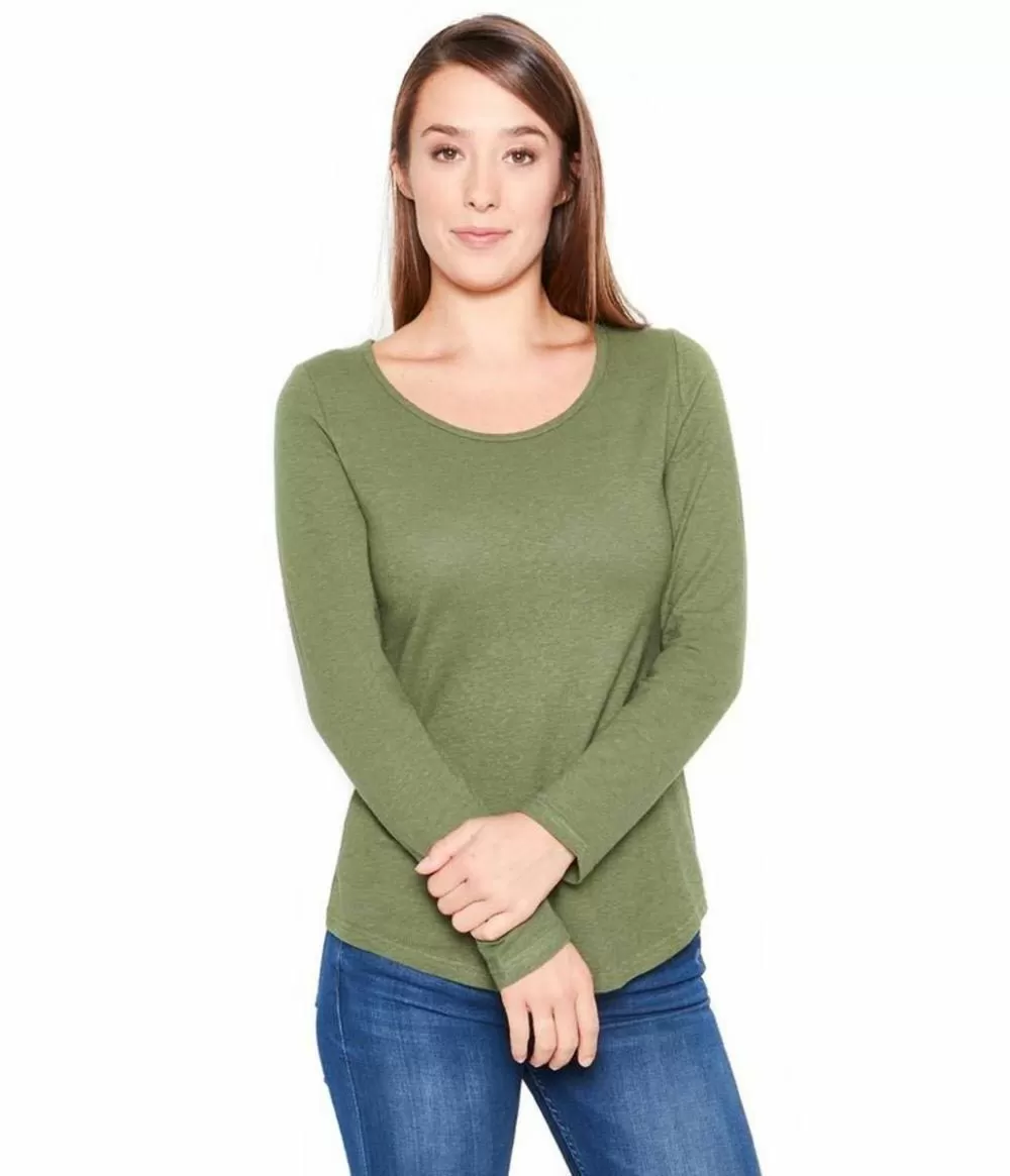 Long Sleeve Scoop Neck Hemp and Organic Cotton Top