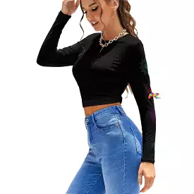 Mandala Long Sleeve Backless T-shirt